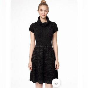 Marvin Richards Short Sleeve Knit Dress Cowl Neck Black & Gold Size Small